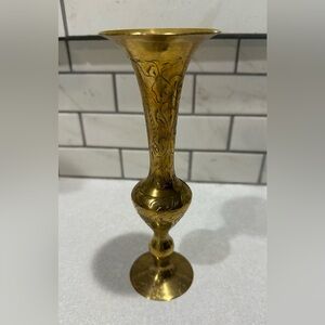 Vintage Ornate Etched Brass 6"
Floral Bud Vase